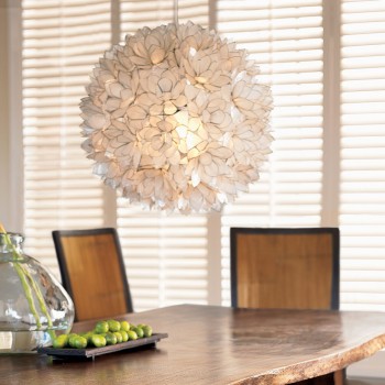 Blooming Flower Hand Cut Capiz Chandelier in Pearl, 21"D